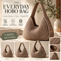 Crochet Hobo Bag Pattern PDF – 3 Sizes | Easy DIY Shoulder Bag
