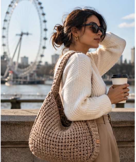 Crochet Hobo Bag Pattern PDF – 3 Sizes | Easy DIY Shoulder Bag
