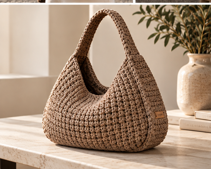 Crochet Hobo Bag Pattern PDF – 3 Sizes | Easy DIY Shoulder Bag
